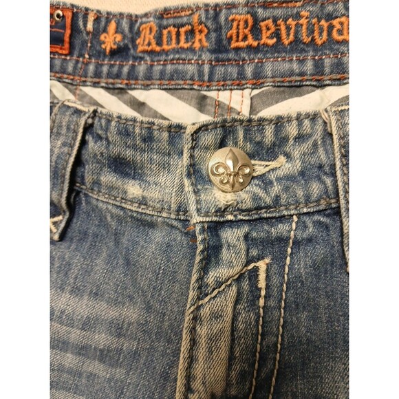 Rock Revival Men's VICTOR Straight Denim Jeans Size 36 Light Wash Distressed - Picture 10 of 16